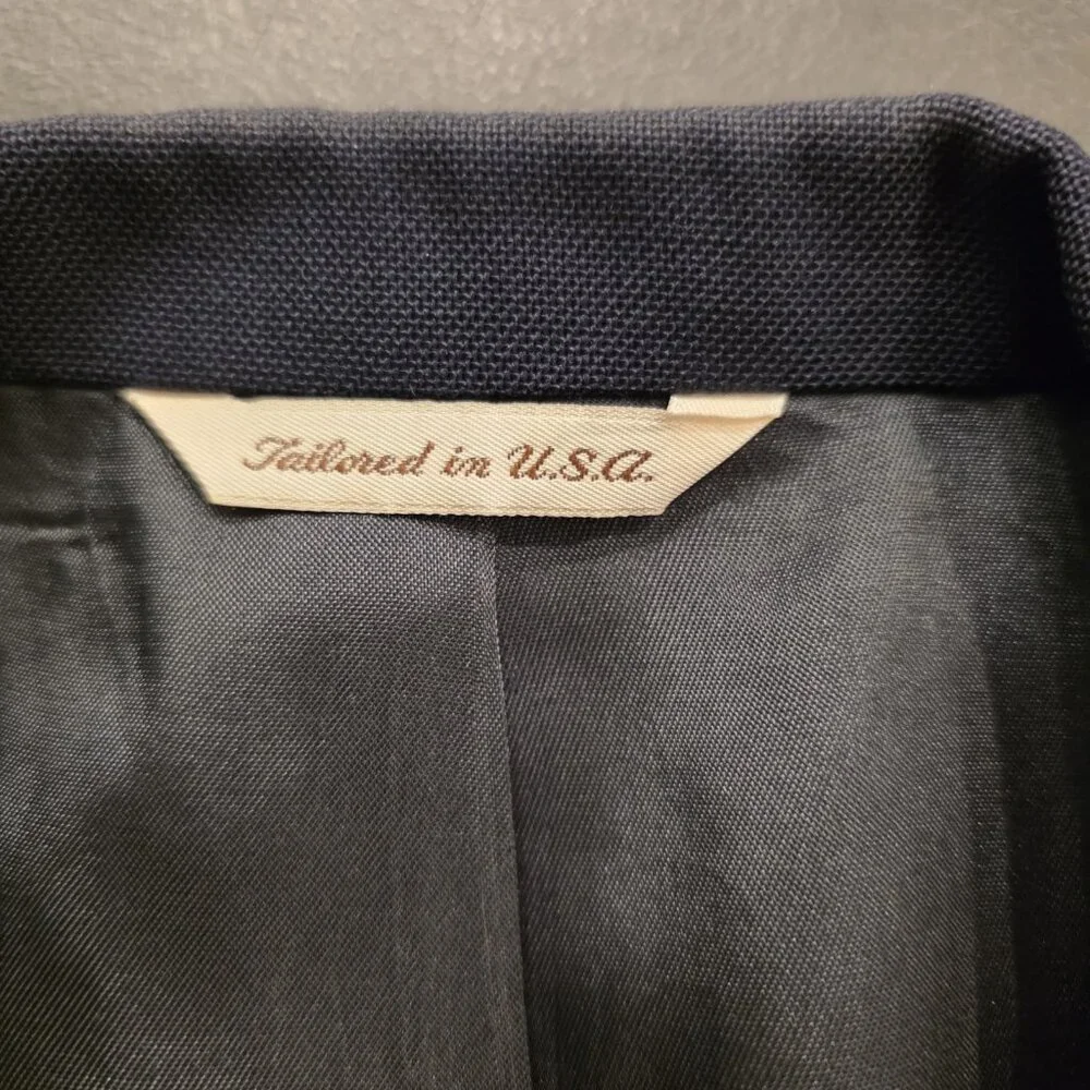 Vintage Stafford‎ Blazer Navy Blue Gold 2-Button Jacket Sport Coat USA Mens 40L